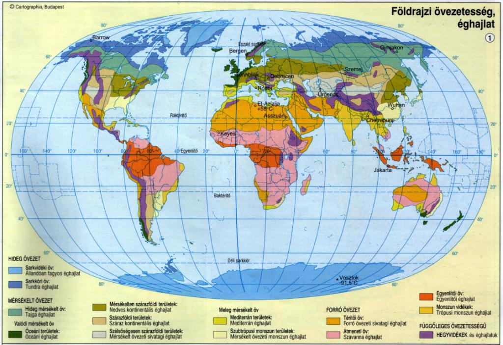 A Föld éghajlati térképe (Cartographia Tankönyvkiadó hozzájárulásával)