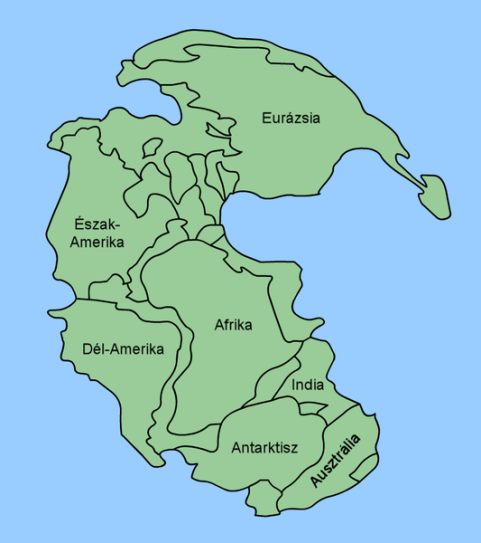 Pangea szuperkontinens (forrás: http://hu.wikipedia.org/wiki/Pangea)