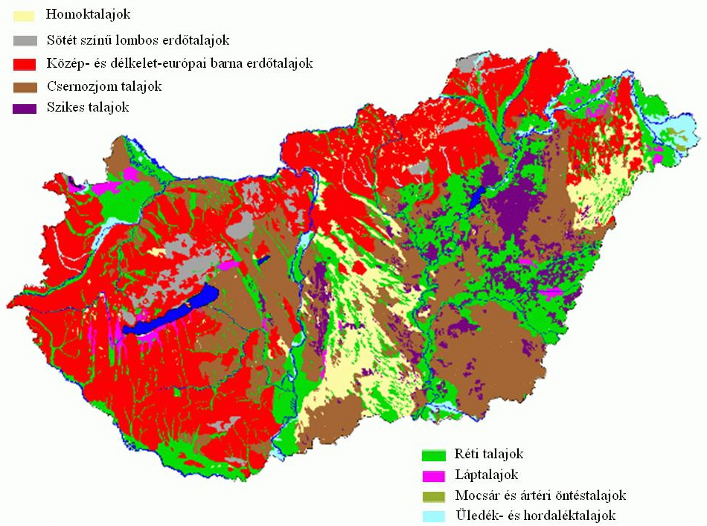 Talajtípusok Magyarországon (forrás: www.ktg.gau.hu)