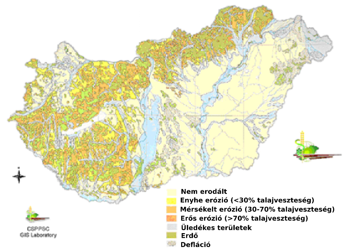 Magyarország eróziós térképe (forrás: MTA TAKI)